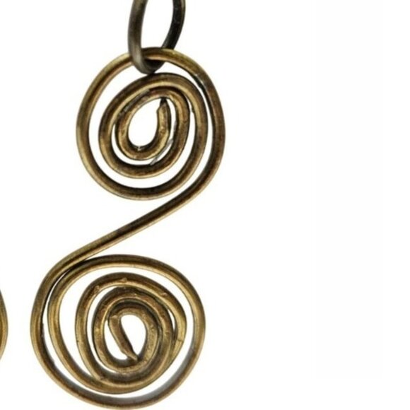 Handcrafted Elegant Spiral Wire Drop Earrings Gold Tone Statement Jewelry Women - Picture 2 of 3